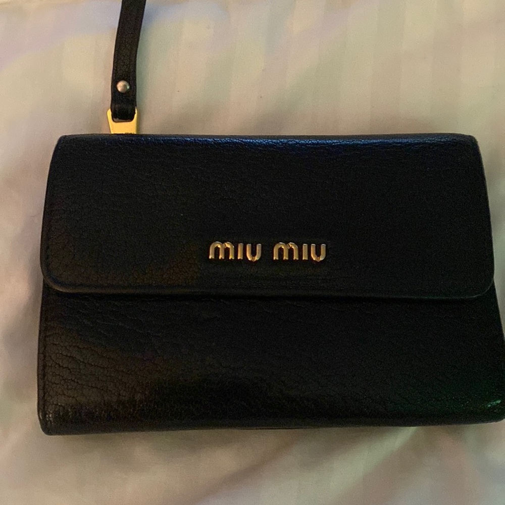 MIU MIU leather, black, and red wallet